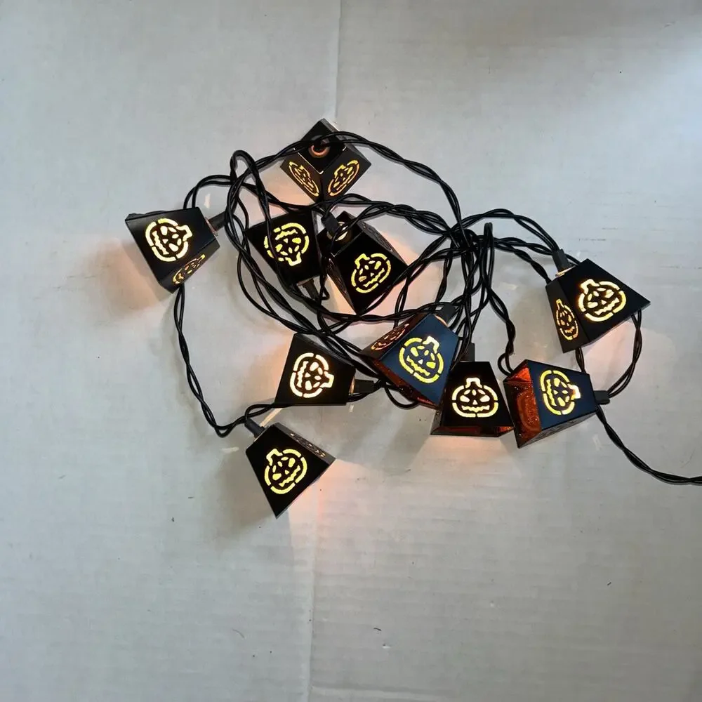 Halloween 10 count pumpkin Jack O Lantern lights with boxes Working Used Good